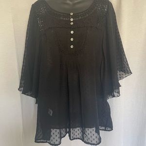 Black Flowy Lace Blouse